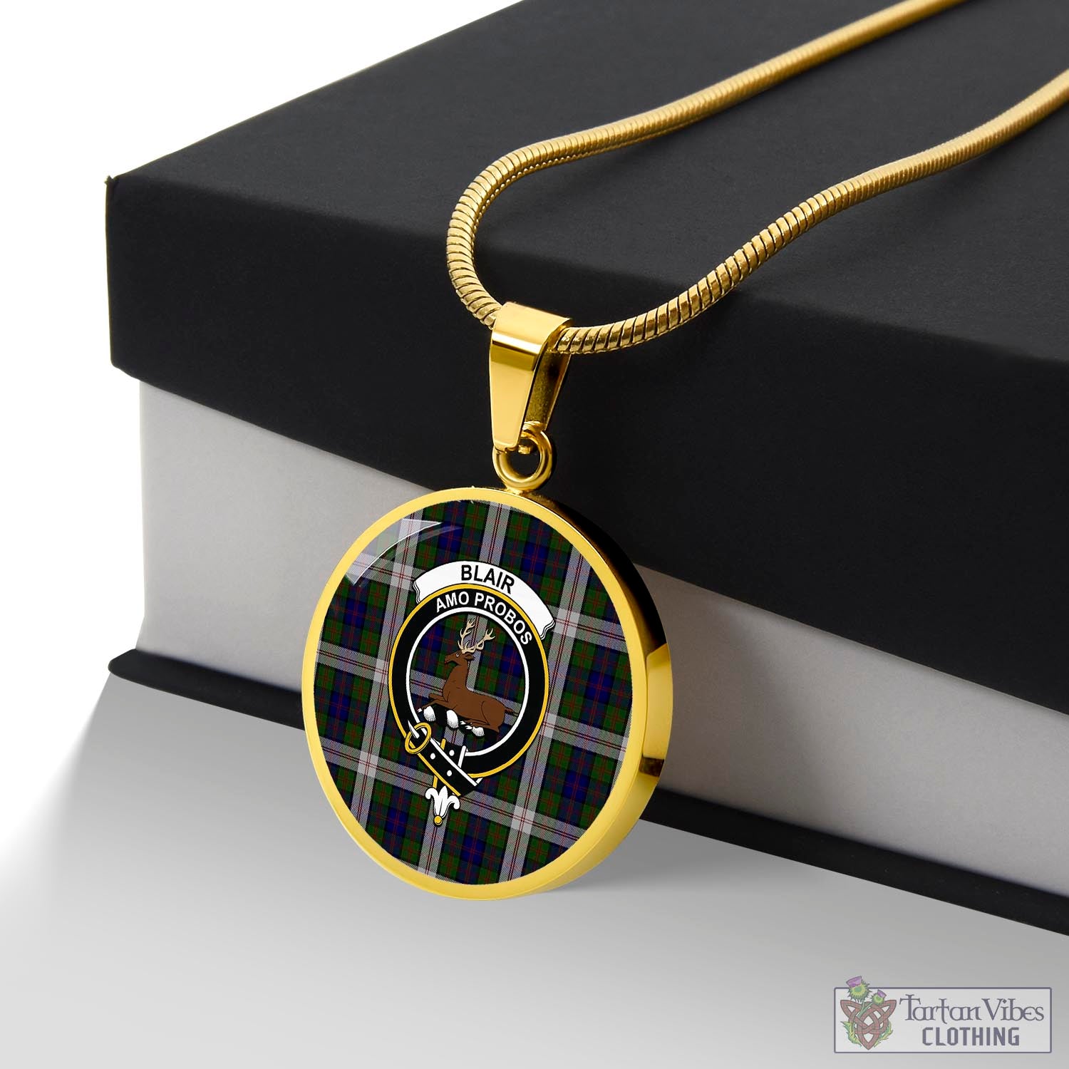 Tartan Vibes Clothing Blair Dress Tartan Circle Necklace with Family Crest