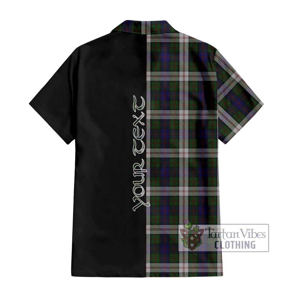 Blair Dress Tartan Short Sleeve Button Shirt with Family Crest and Half Of Me Style - Tartanvibesclothing Shop