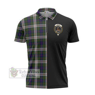 Blair Dress Tartan Zipper Polo Shirt with Family Crest and Half Of Me Style