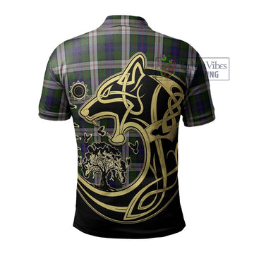 Blair Dress Tartan Polo Shirt with Family Crest Celtic Wolf Style