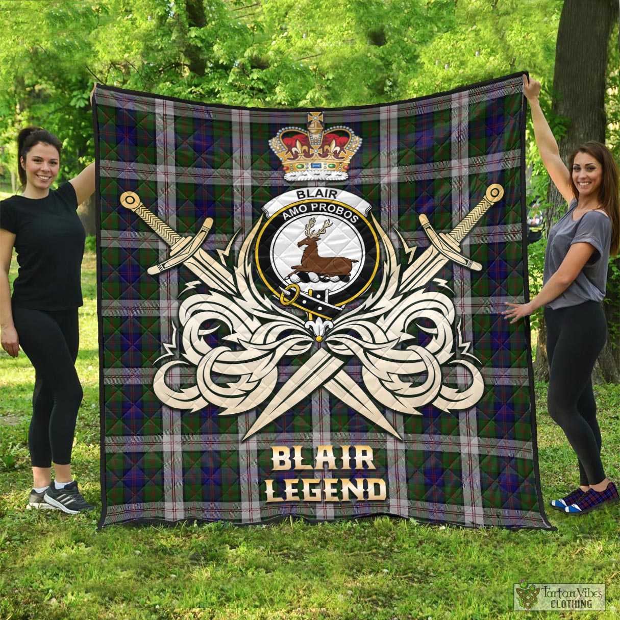 Tartan Vibes Clothing Blair Dress Tartan Quilt with Clan Crest and the Golden Sword of Courageous Legacy