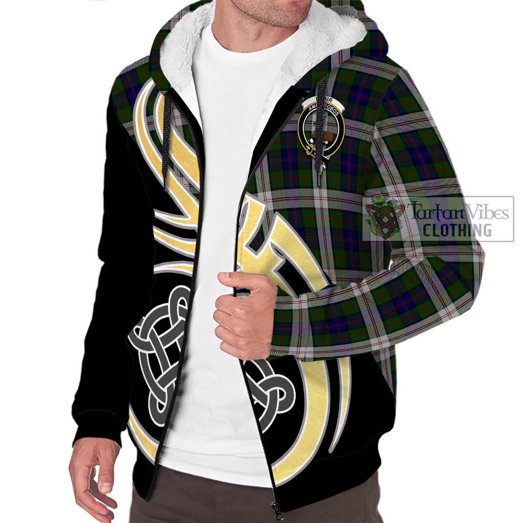 Blair Dress Tartan Sherpa Hoodie with Family Crest and Celtic Symbol Style - Tartan Vibes Clothing