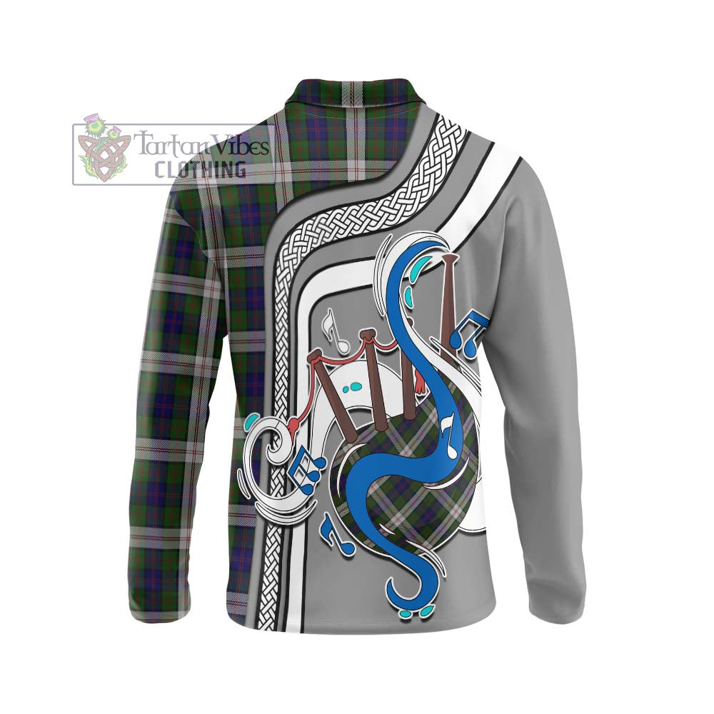 Tartan Vibes Clothing Blair Dress Tartan Long Sleeve Polo Shirt with Epic Bagpipe Style