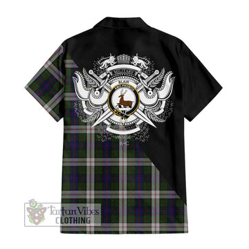 Blair Dress Tartan Short Sleeve Button Shirt with Family Crest and Military Logo Style