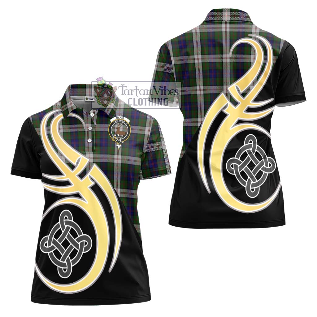 Tartan Vibes Clothing Blair Dress Tartan Women's Polo Shirt with Family Crest and Celtic Symbol Style