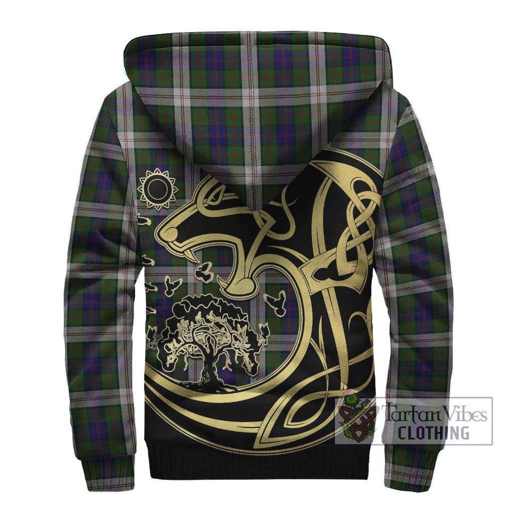 Blair Dress Tartan Sherpa Hoodie with Family Crest Celtic Wolf Style - Tartan Vibes Clothing