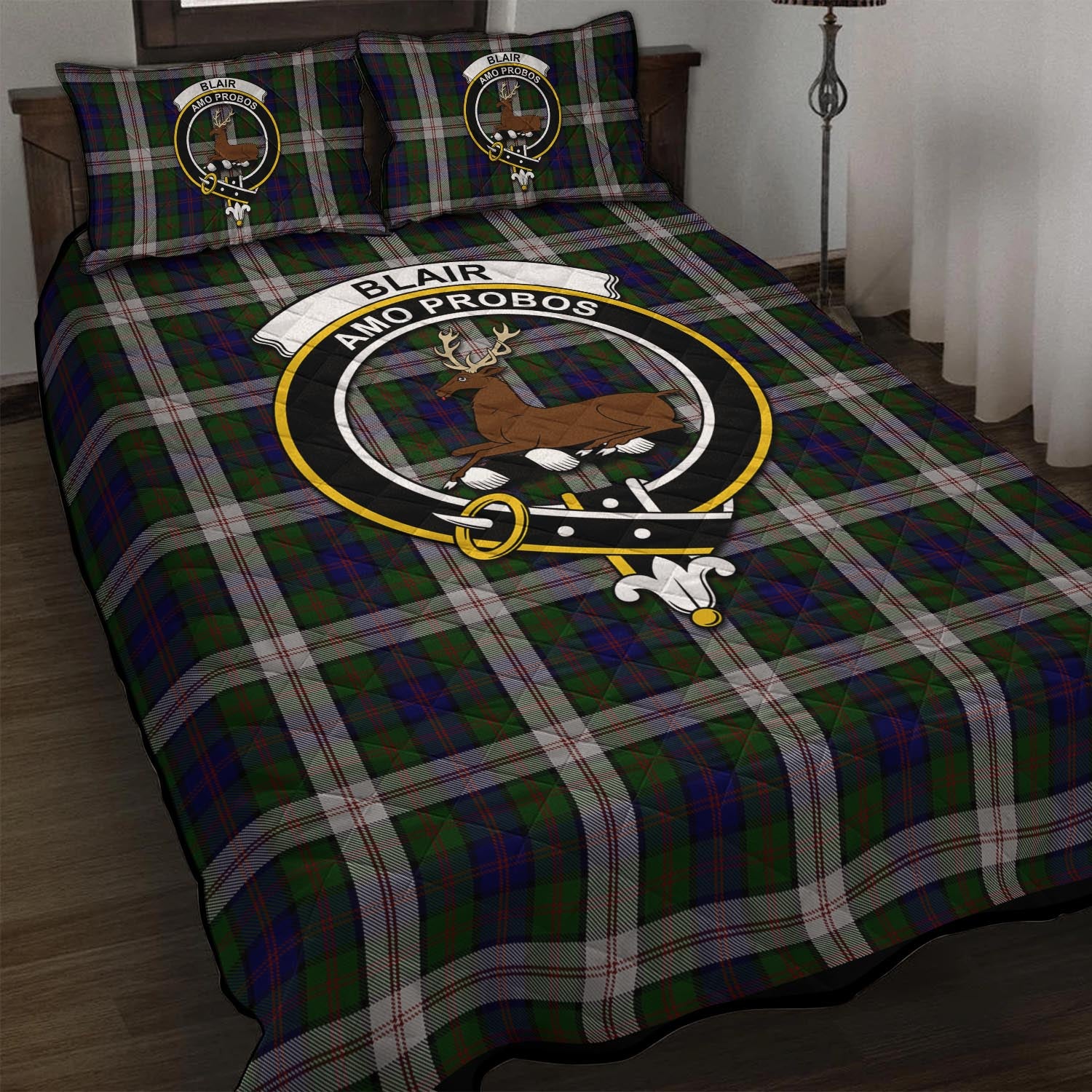 Blair Dress Tartan Quilt Bed Set with Family Crest - Tartan Vibes Clothing