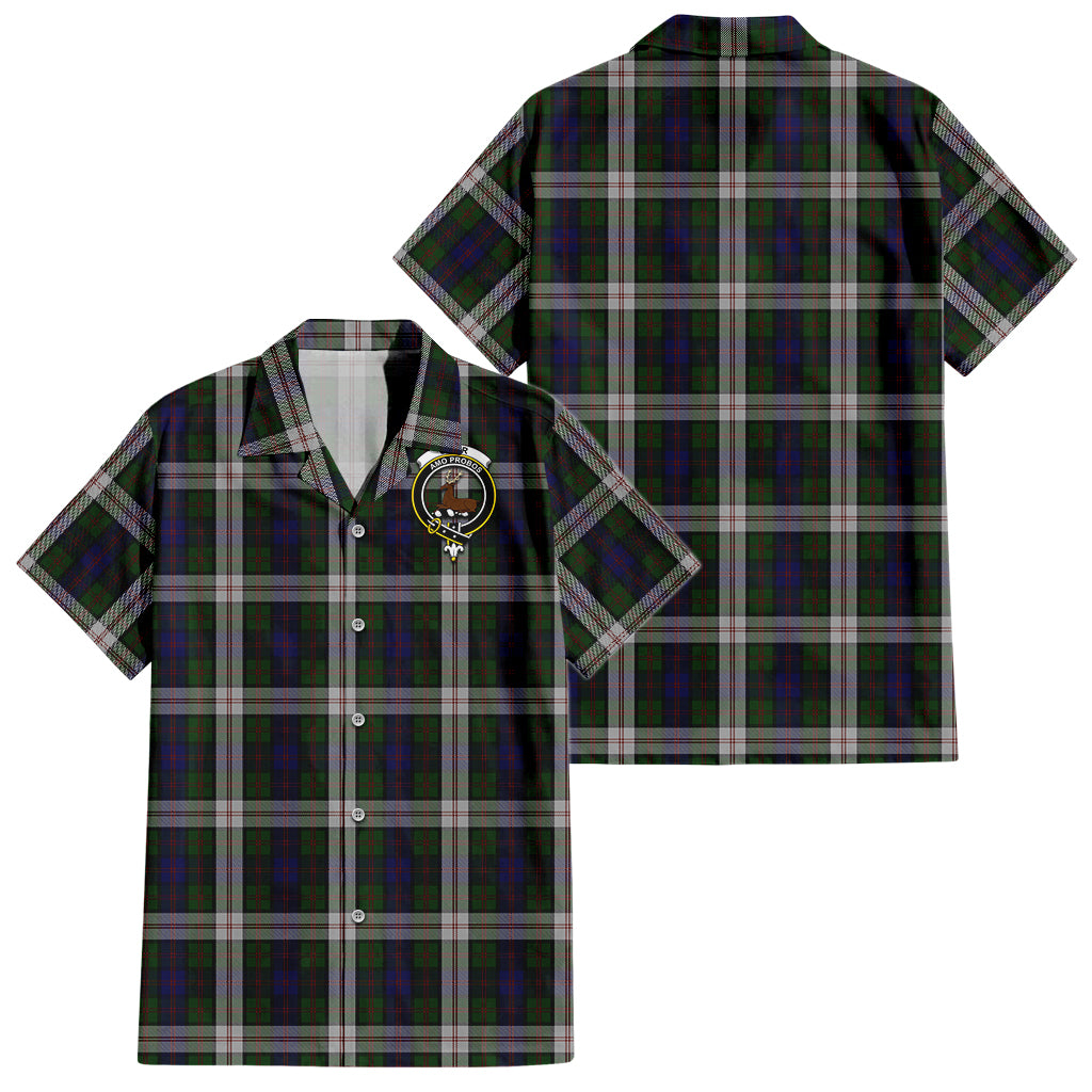 Blair Dress Tartan Short Sleeve Button Down Shirt with Family Crest - Tartanvibesclothing