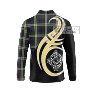 Blair Dress Tartan Long Sleeve Polo Shirt with Family Crest and Celtic Symbol Style