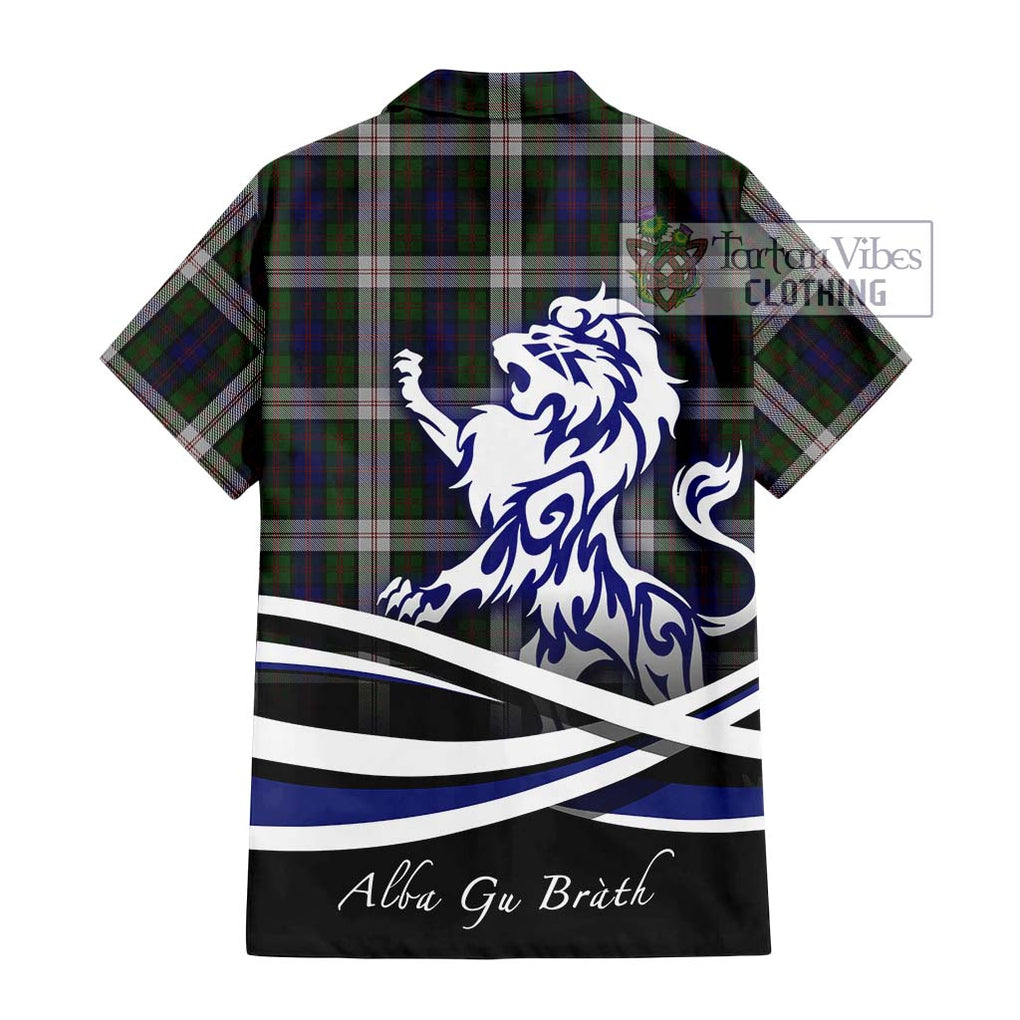 Blair Dress Tartan Short Sleeve Button Shirt with Alba Gu Brath Regal Lion Emblem - Tartanvibesclothing Shop