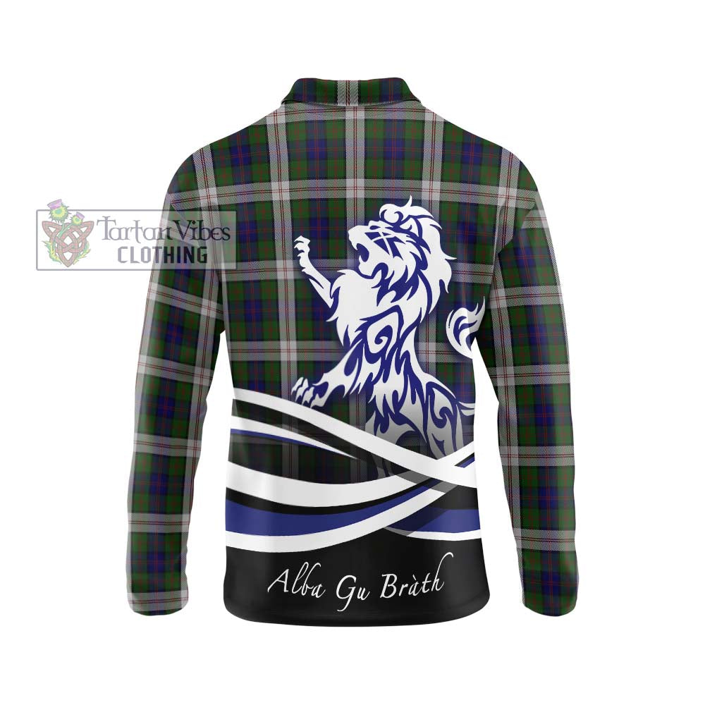 Blair Dress Tartan Long Sleeve Polo Shirt with Alba Gu Brath Regal Lion Emblem - Tartanvibesclothing Shop