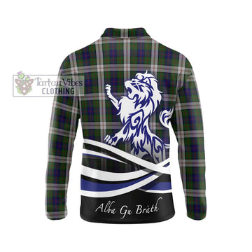 Blair Dress Tartan Long Sleeve Polo Shirt with Alba Gu Brath Regal Lion Emblem