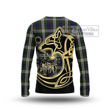 Blair Dress Tartan Long Sleeve T-Shirt with Family Crest Celtic Wolf Style