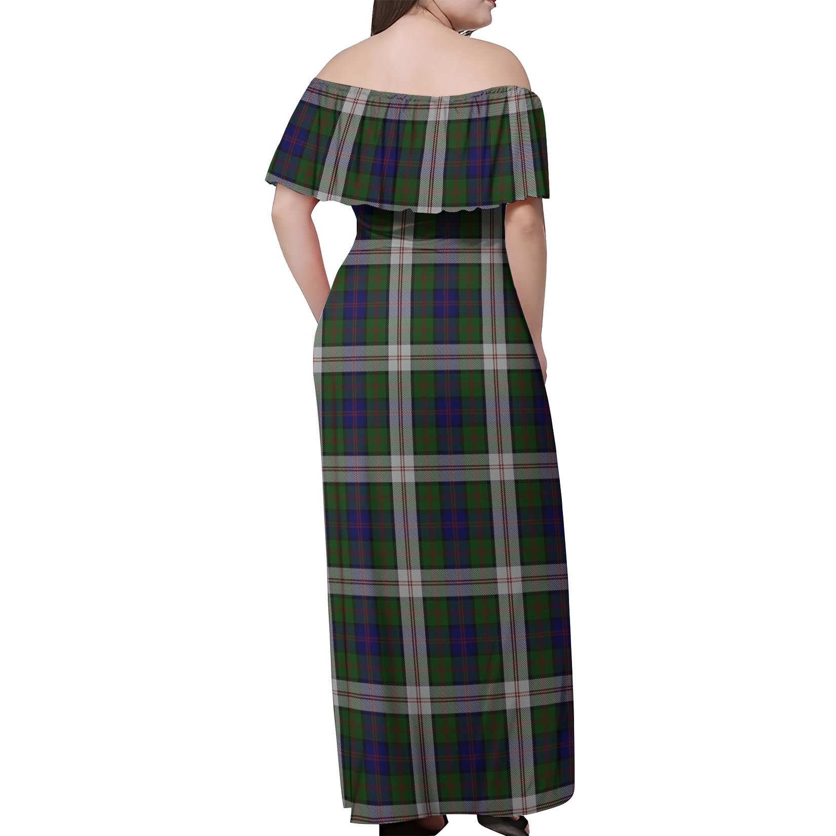 Blair Dress Tartan Off Shoulder Long Dress - Tartanvibesclothing