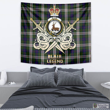 Blair Dress Tartan Tapestry with Clan Crest and the Golden Sword of Courageous Legacy