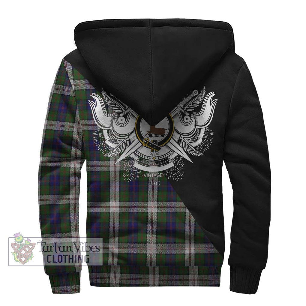 Blair Dress Tartan Sherpa Hoodie with Family Crest and Military Logo Style - Tartanvibesclothing Shop