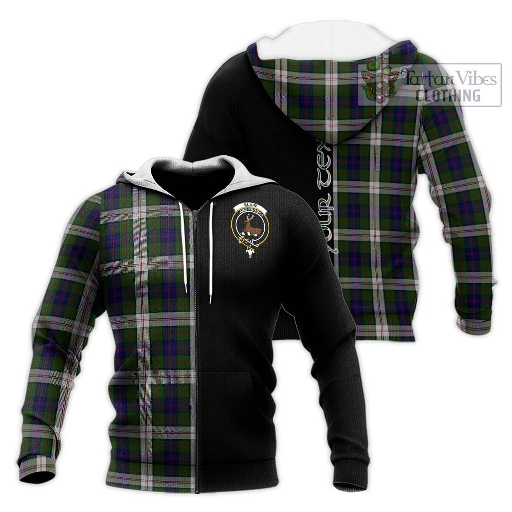 Blair Dress Tartan Knitted Hoodie with Family Crest and Half Of Me Style Unisex Knitted Zip Hoodie - Tartanvibesclothing Shop