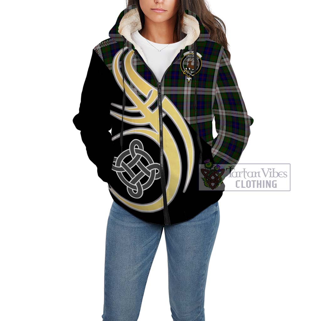 Blair Dress Tartan Sherpa Hoodie with Family Crest and Celtic Symbol Style Unisex - Tartan Vibes Clothing