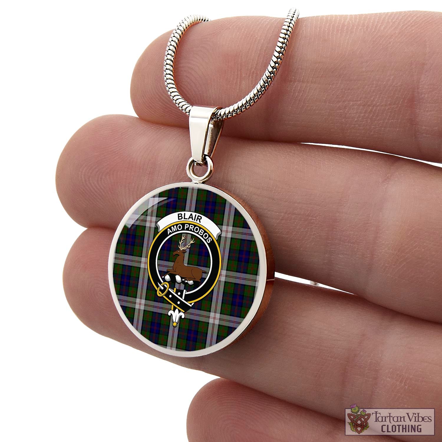 Tartan Vibes Clothing Blair Dress Tartan Circle Necklace with Family Crest