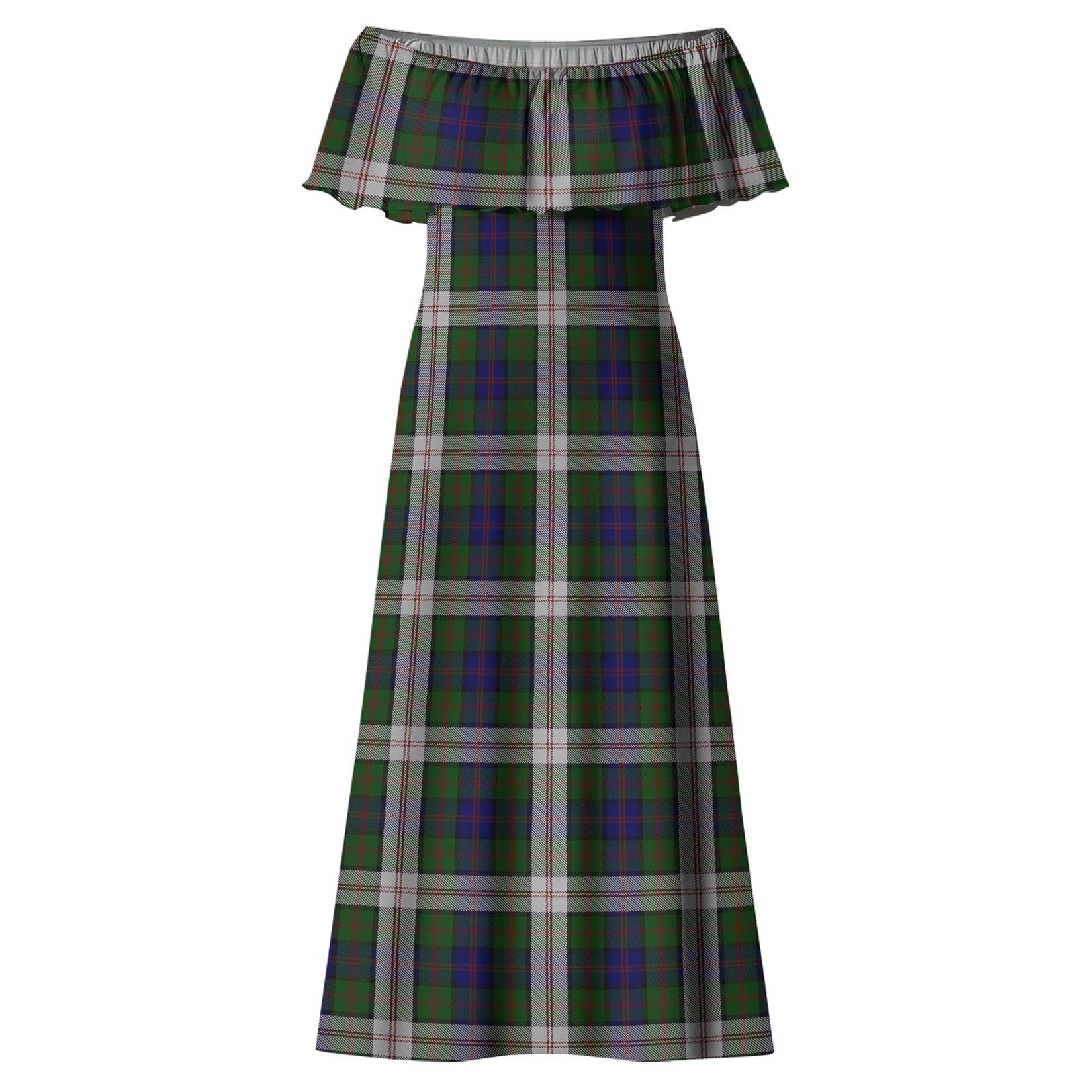 Blair Dress Tartan Off Shoulder Long Dress - Tartanvibesclothing