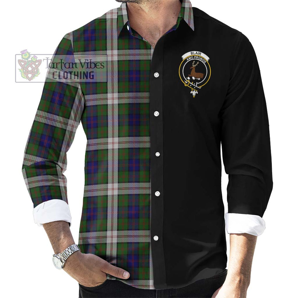 Blair Dress Tartan Long Sleeve Button Shirt with Family Crest and Half Of Me Style - Tartanvibesclothing Shop