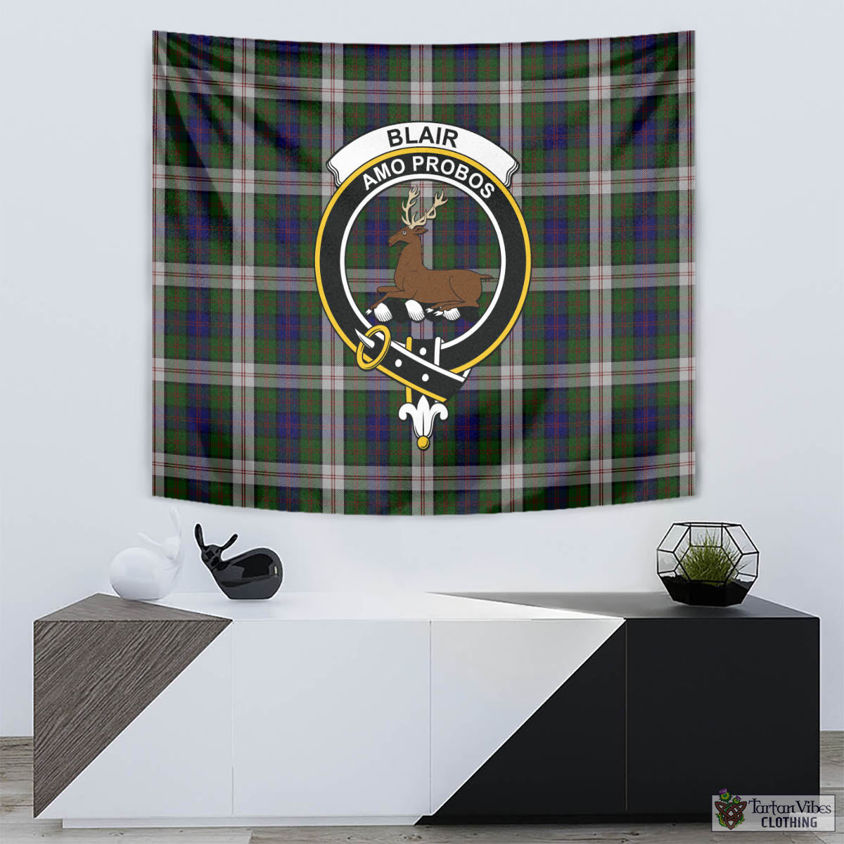 Tartan Vibes Clothing Blair Dress Tartan Tapestry Wall Hanging and Home Decor for Room with Family Crest