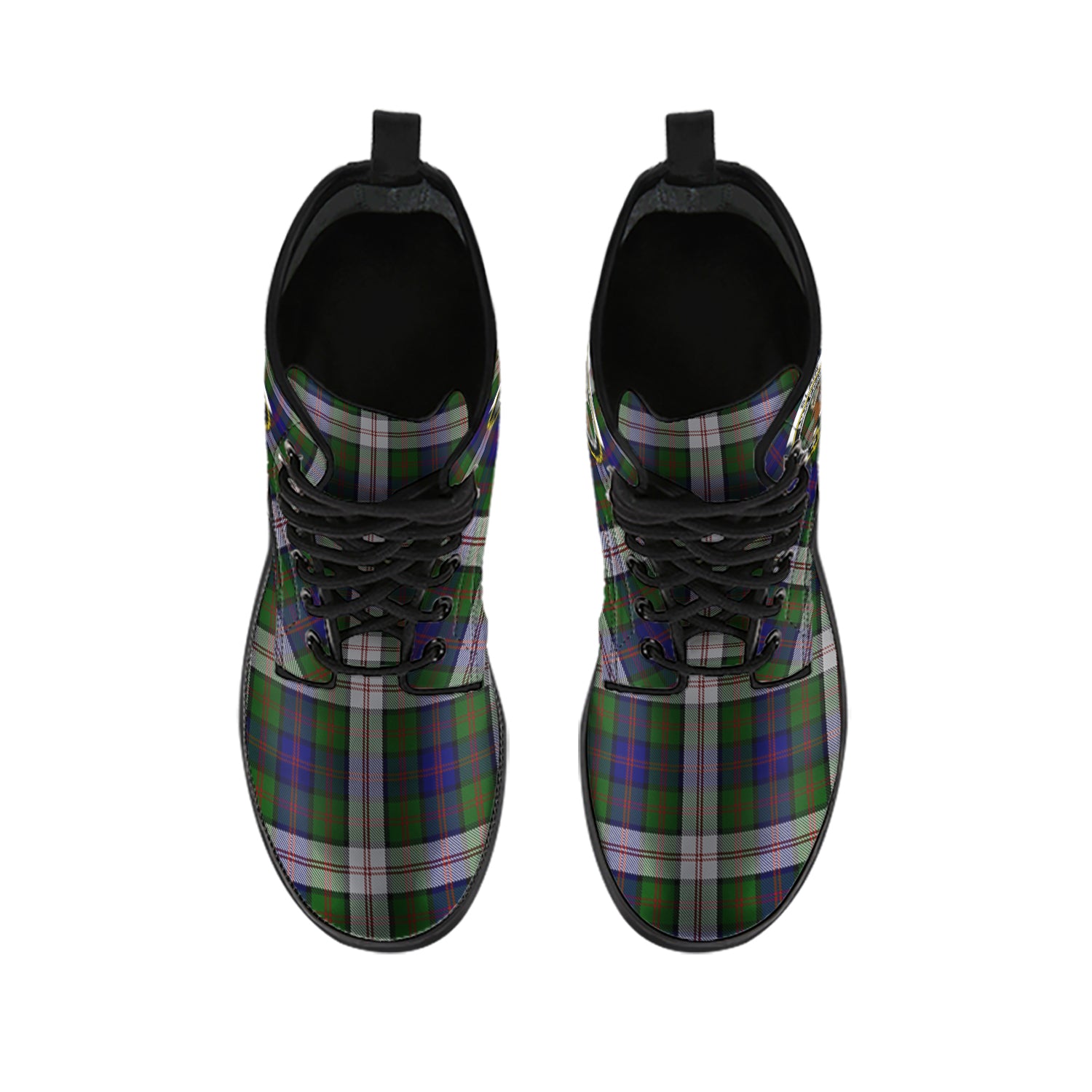 Blair Dress Tartan Leather Boots with Family Crest - Tartanvibesclothing