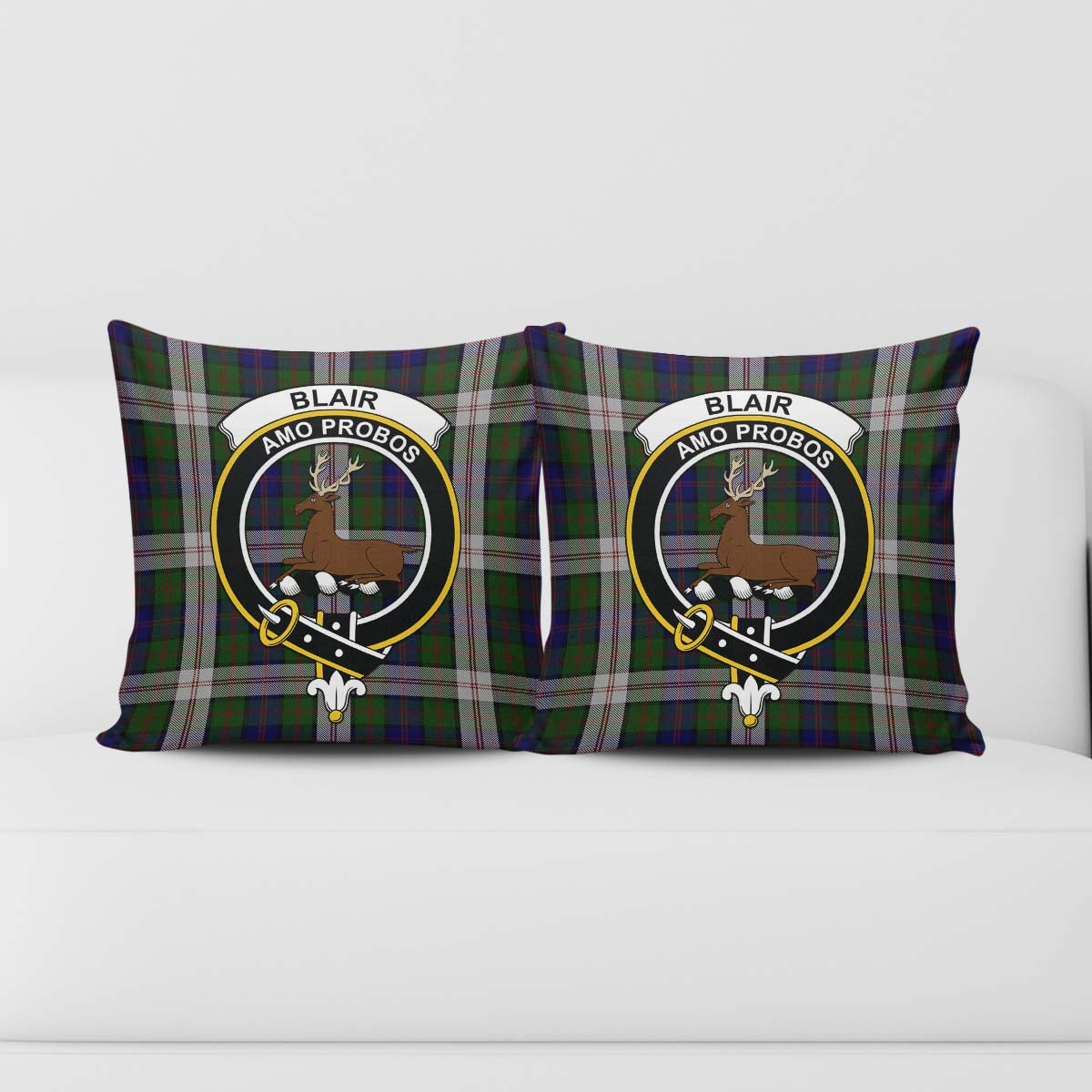 Blair Dress Tartan Pillow Cover with Family Crest - Tartanvibesclothing