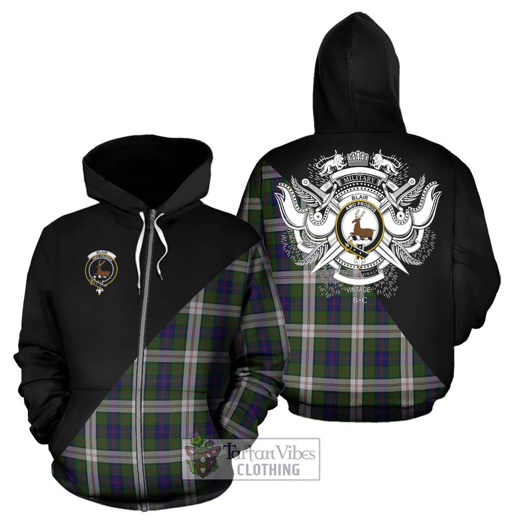 Blair Dress Tartan Hoodie with Family Crest and Military Logo Style - Tartanvibesclothing Shop