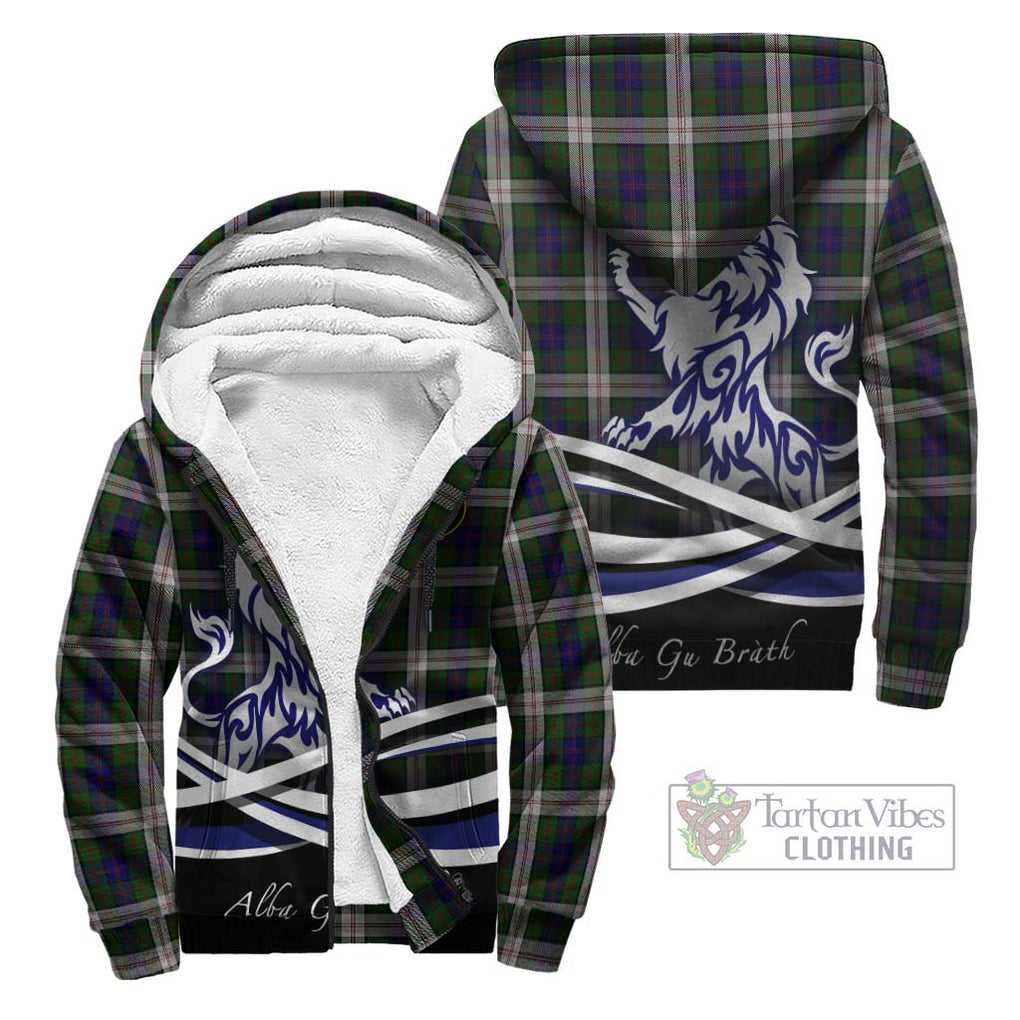 Blair Dress Tartan Sherpa Hoodie with Alba Gu Brath Regal Lion Emblem Unisex - Tartanvibesclothing Shop