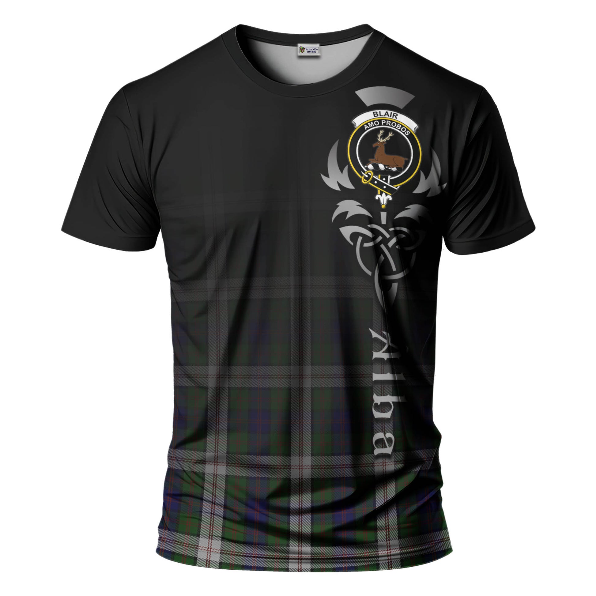 Tartan Vibes Clothing Blair Dress Tartan T-Shirt Featuring Alba Gu Brath Family Crest Celtic Inspired