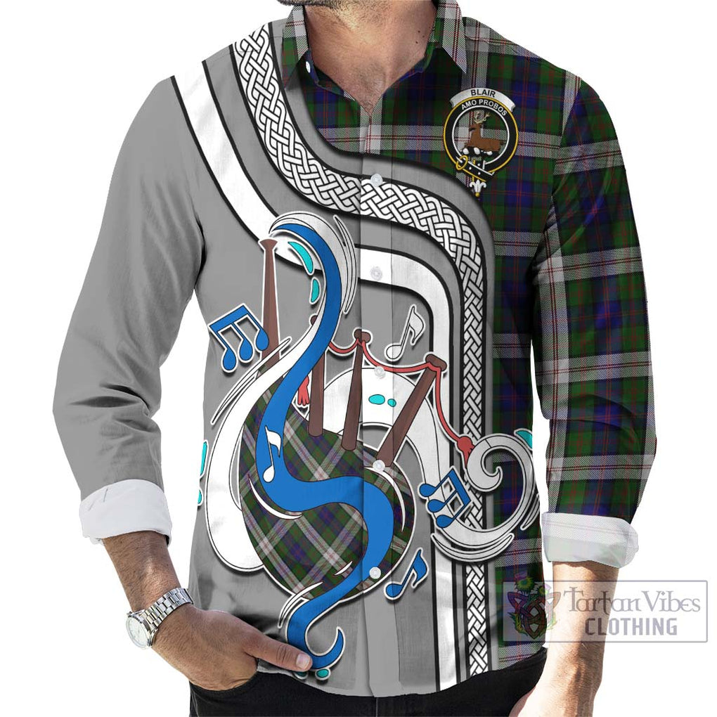 Blair Dress Tartan Long Sleeve Button Shirt with Epic Bagpipe Style - Tartanvibesclothing Shop