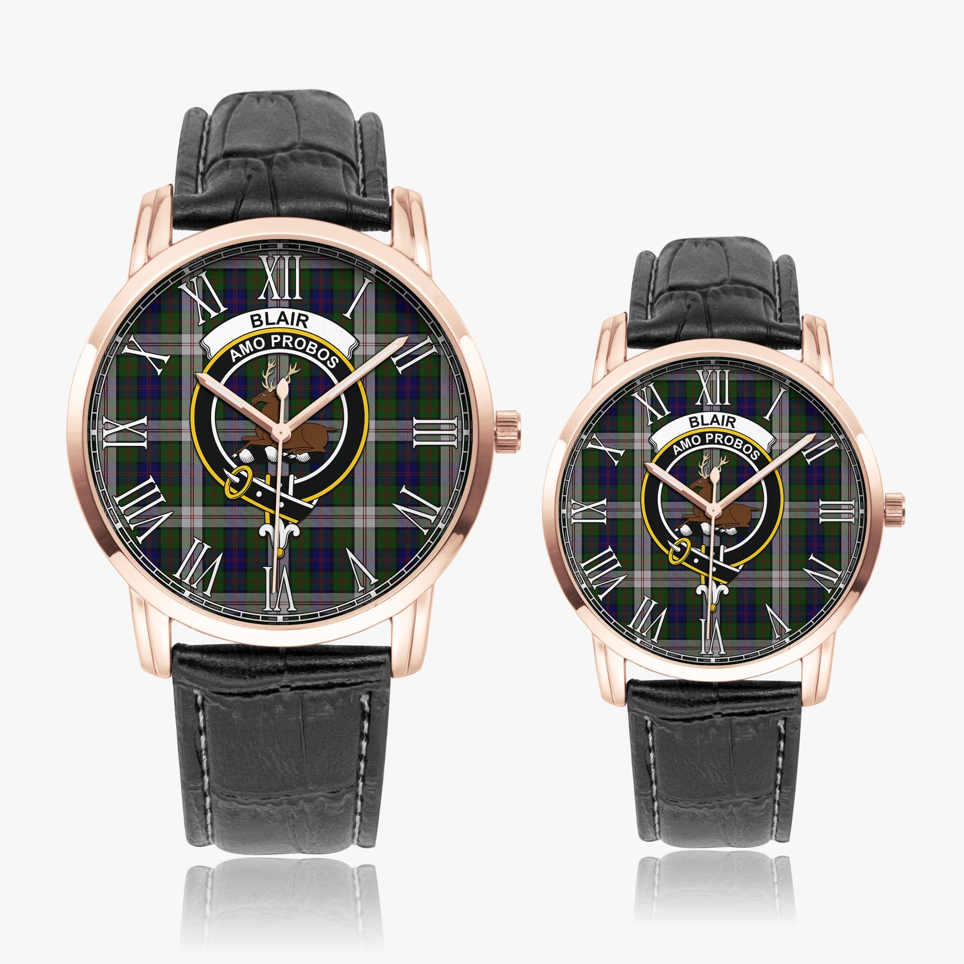 Blair Dress Tartan Family Crest Leather Strap Quartz Watch - Tartanvibesclothing