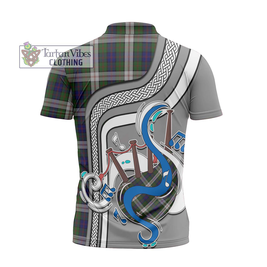 Blair Dress Tartan Zipper Polo Shirt with Epic Bagpipe Style - Tartanvibesclothing Shop