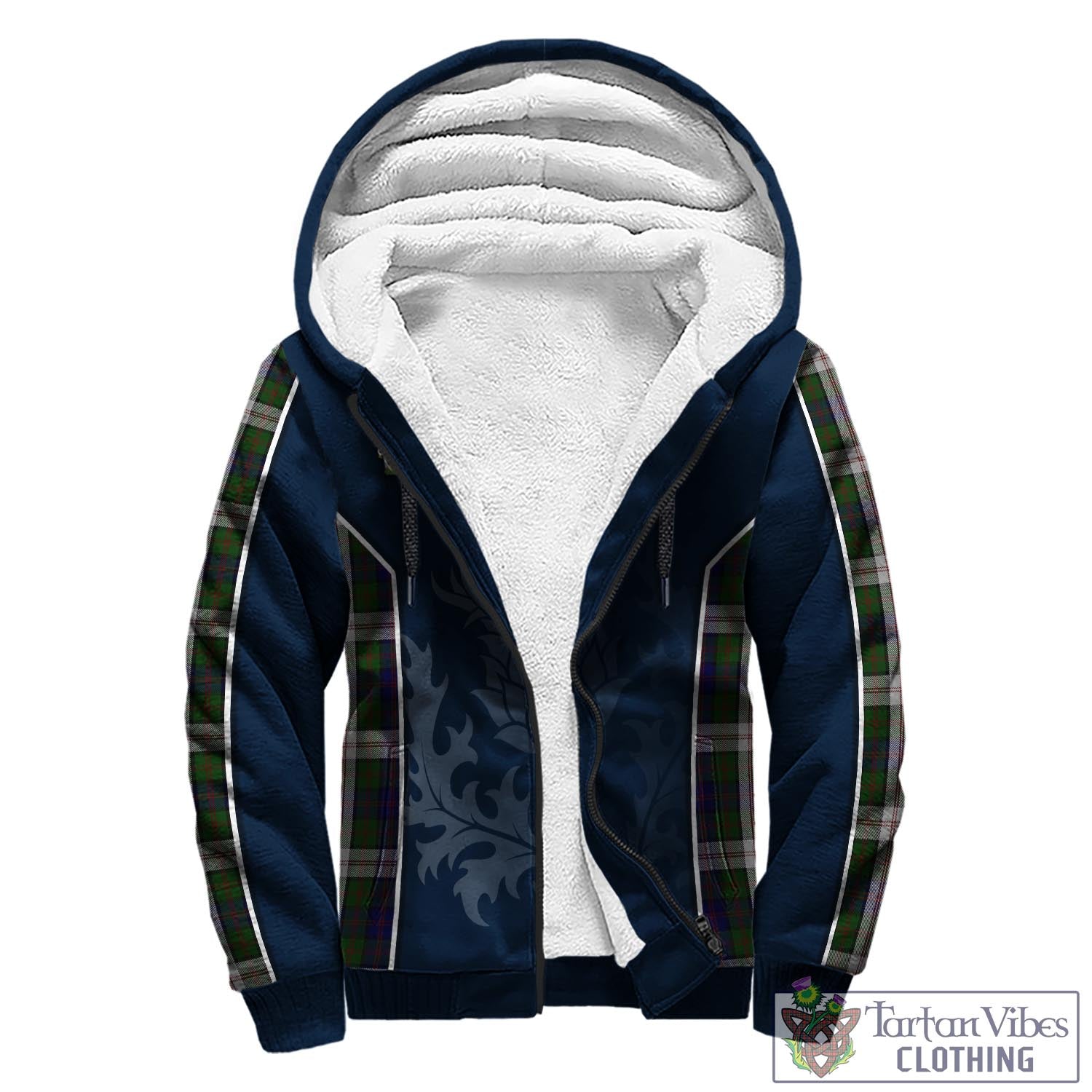 Tartan Vibes Clothing Blair Dress Tartan Sherpa Hoodie with Family Crest and Scottish Thistle Vibes Sport Style