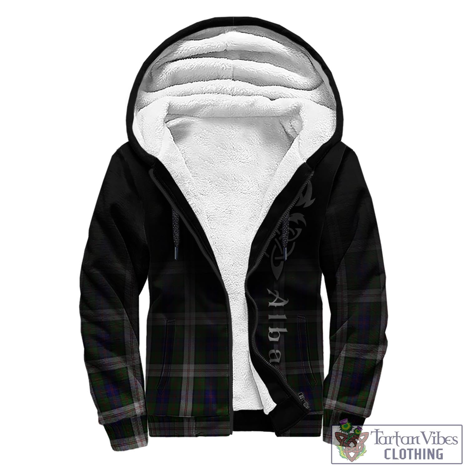 Tartan Vibes Clothing Blair Dress Tartan Sherpa Hoodie Featuring Alba Gu Brath Family Crest Celtic Inspired