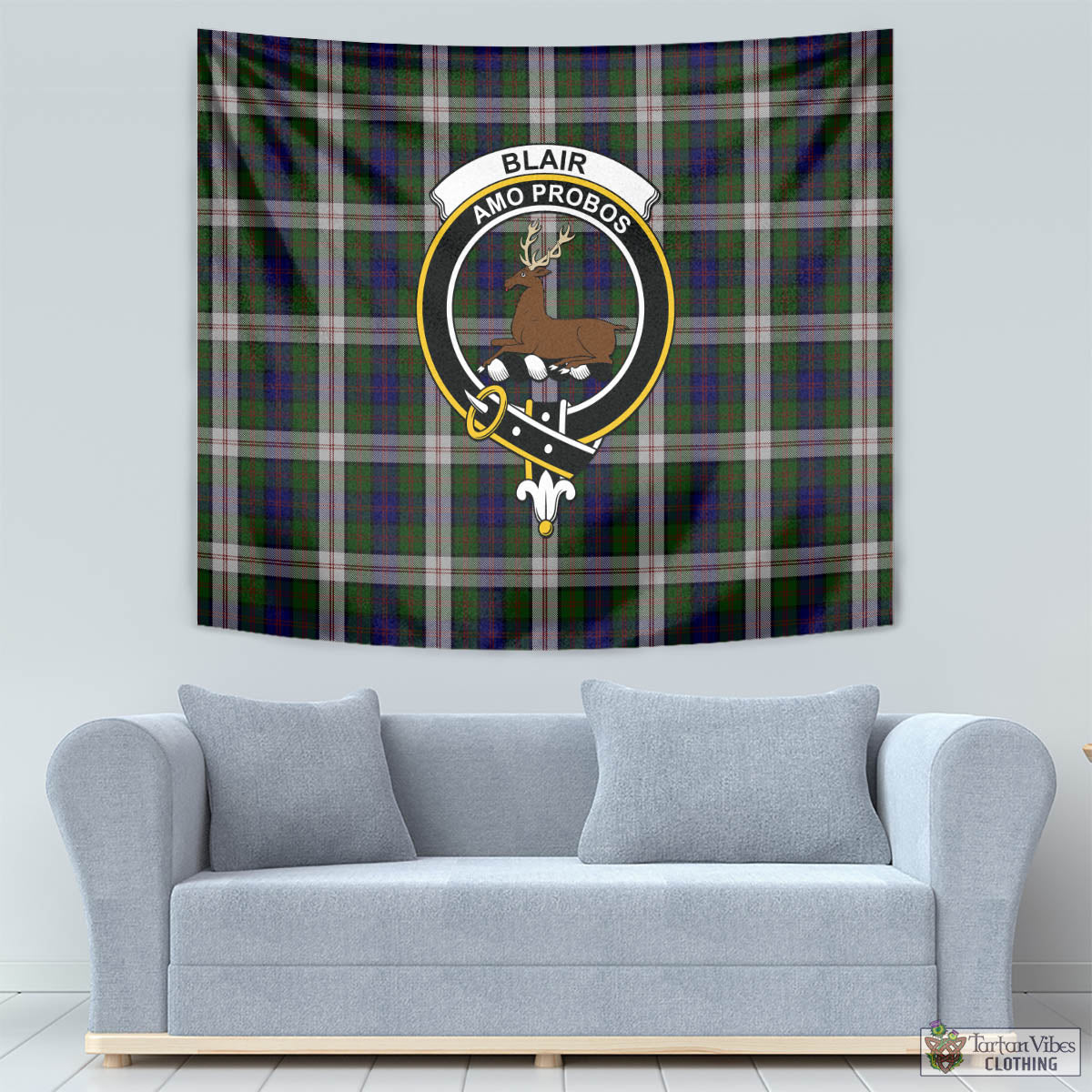 Tartan Vibes Clothing Blair Dress Tartan Tapestry Wall Hanging and Home Decor for Room with Family Crest