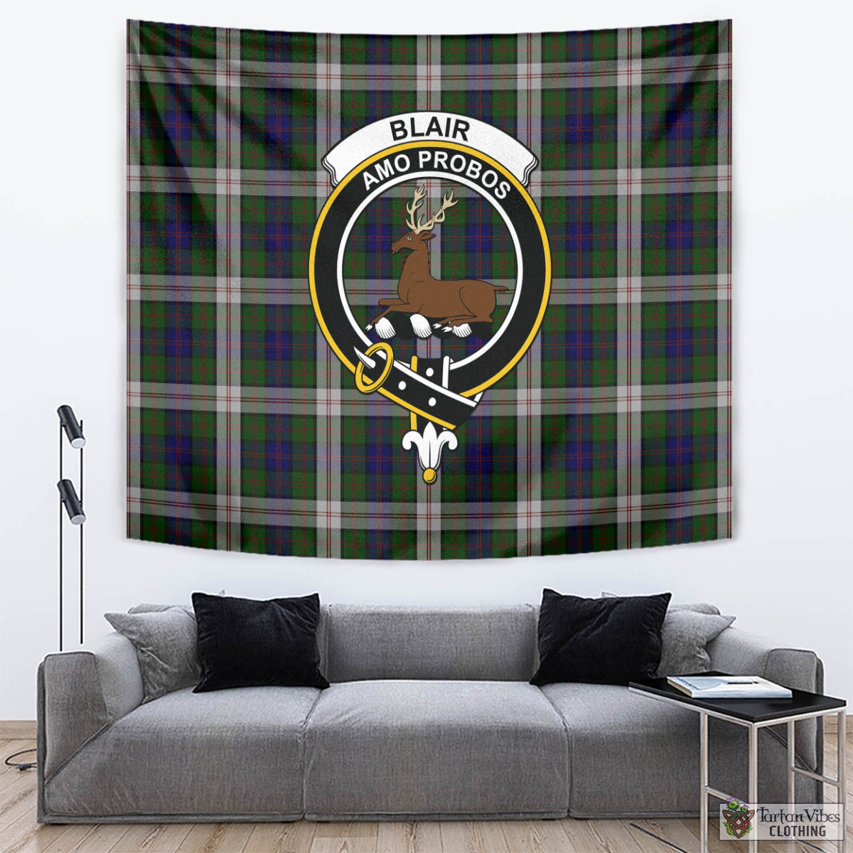 Tartan Vibes Clothing Blair Dress Tartan Tapestry Wall Hanging and Home Decor for Room with Family Crest