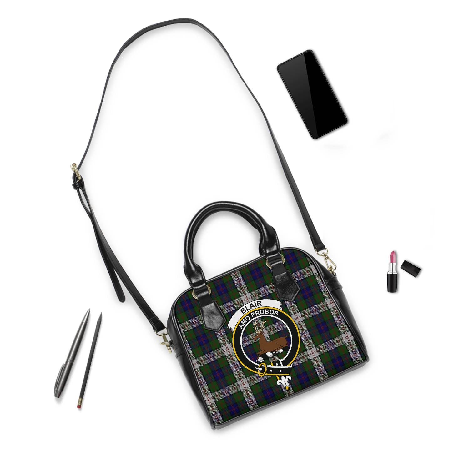 Blair Dress Tartan Shoulder Handbags with Family Crest - Tartanvibesclothing