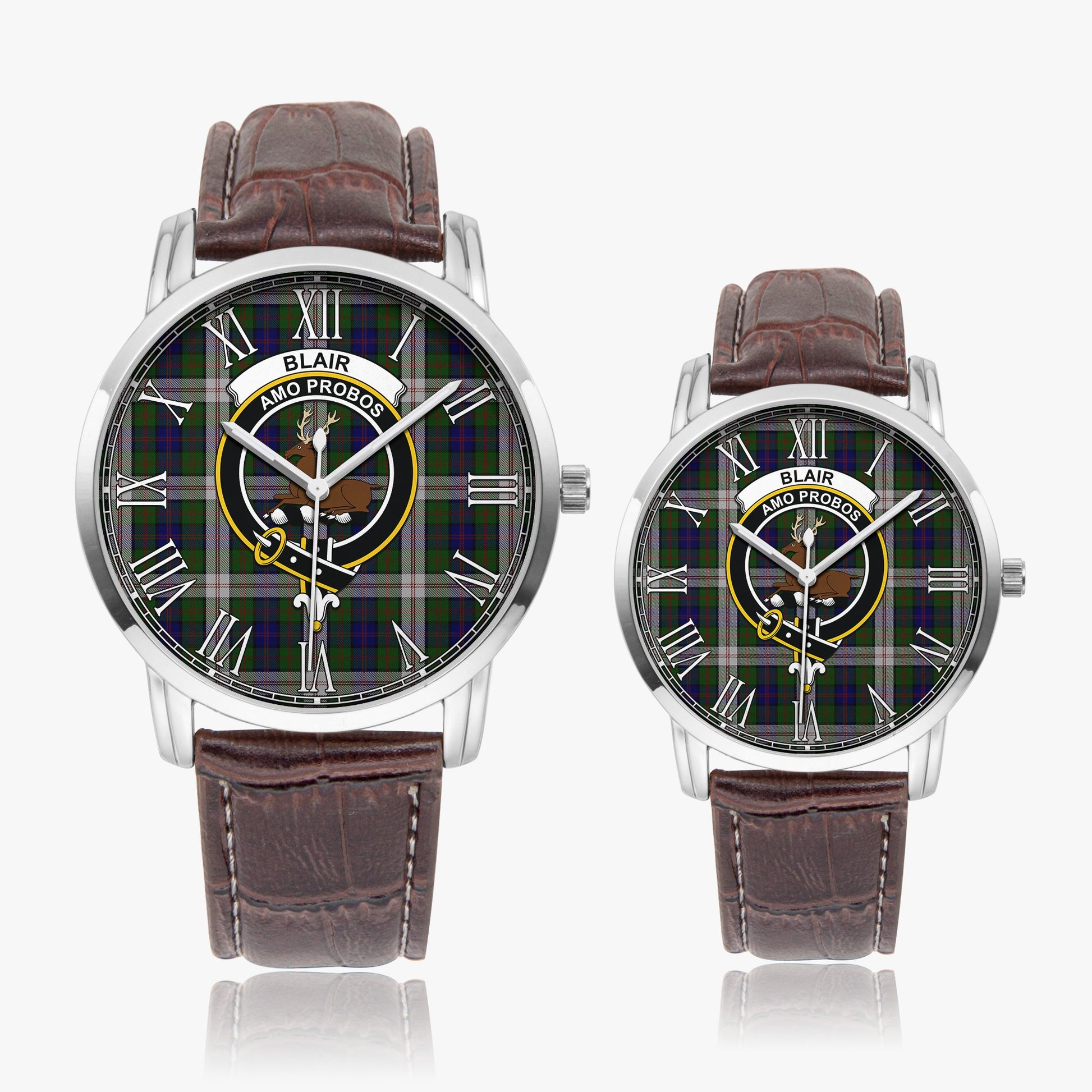 Blair Dress Tartan Family Crest Leather Strap Quartz Watch - Tartanvibesclothing