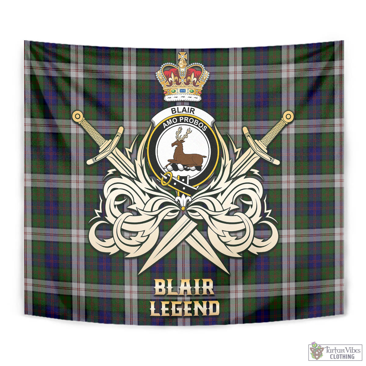 Tartan Vibes Clothing Blair Dress Tartan Tapestry with Clan Crest and the Golden Sword of Courageous Legacy