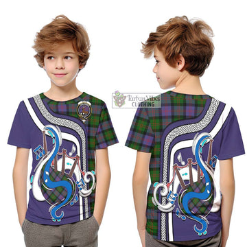 Blair Modern Tartan Kid T-Shirt with Epic Bagpipe Style