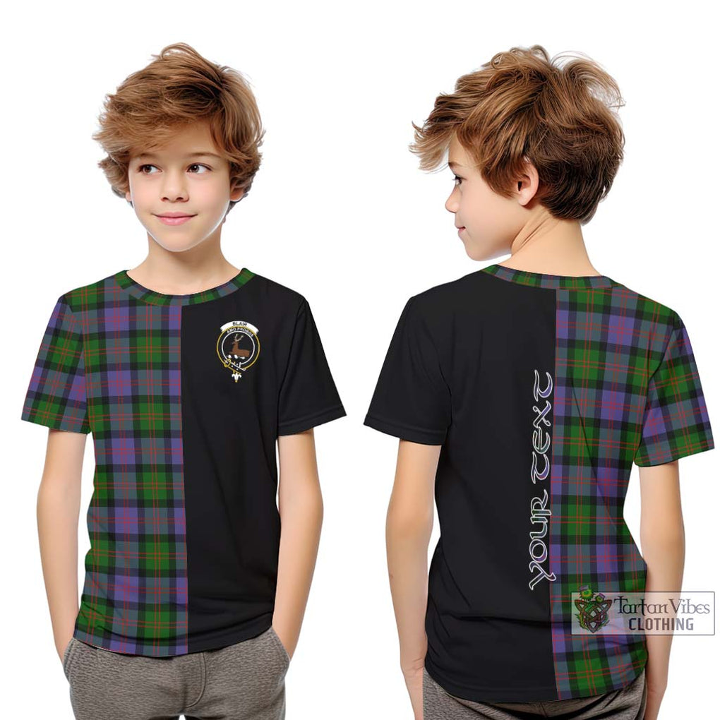 Blair Modern Tartan Kid T-Shirt with Family Crest and Half Of Me Style Youth XL Size14 - Tartanvibesclothing Shop