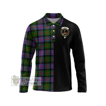 Blair Modern Tartan Long Sleeve Polo Shirt with Family Crest and Half Of Me Style