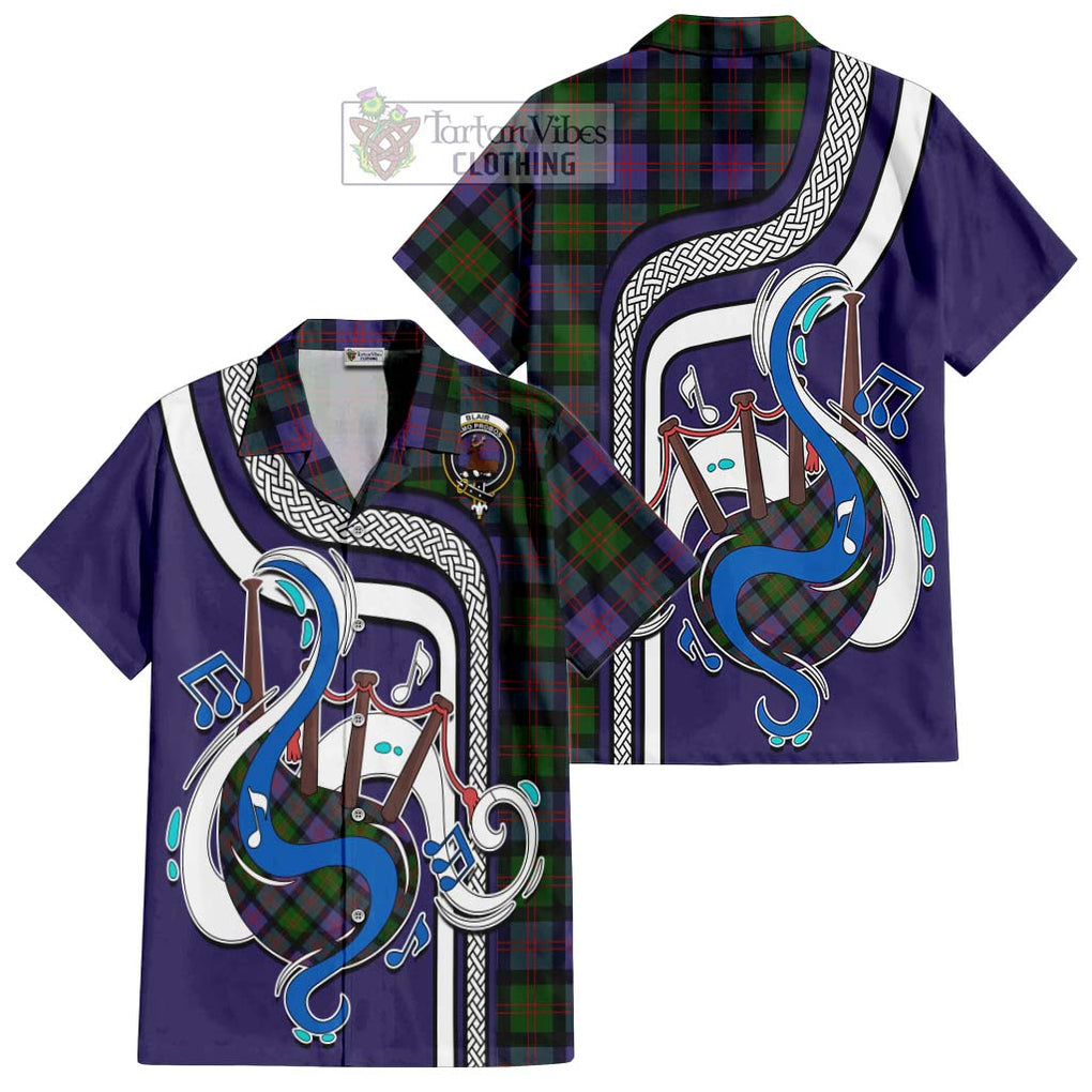 Blair Modern Tartan Short Sleeve Button Shirt with Epic Bagpipe Style Kid - Tartanvibesclothing Shop