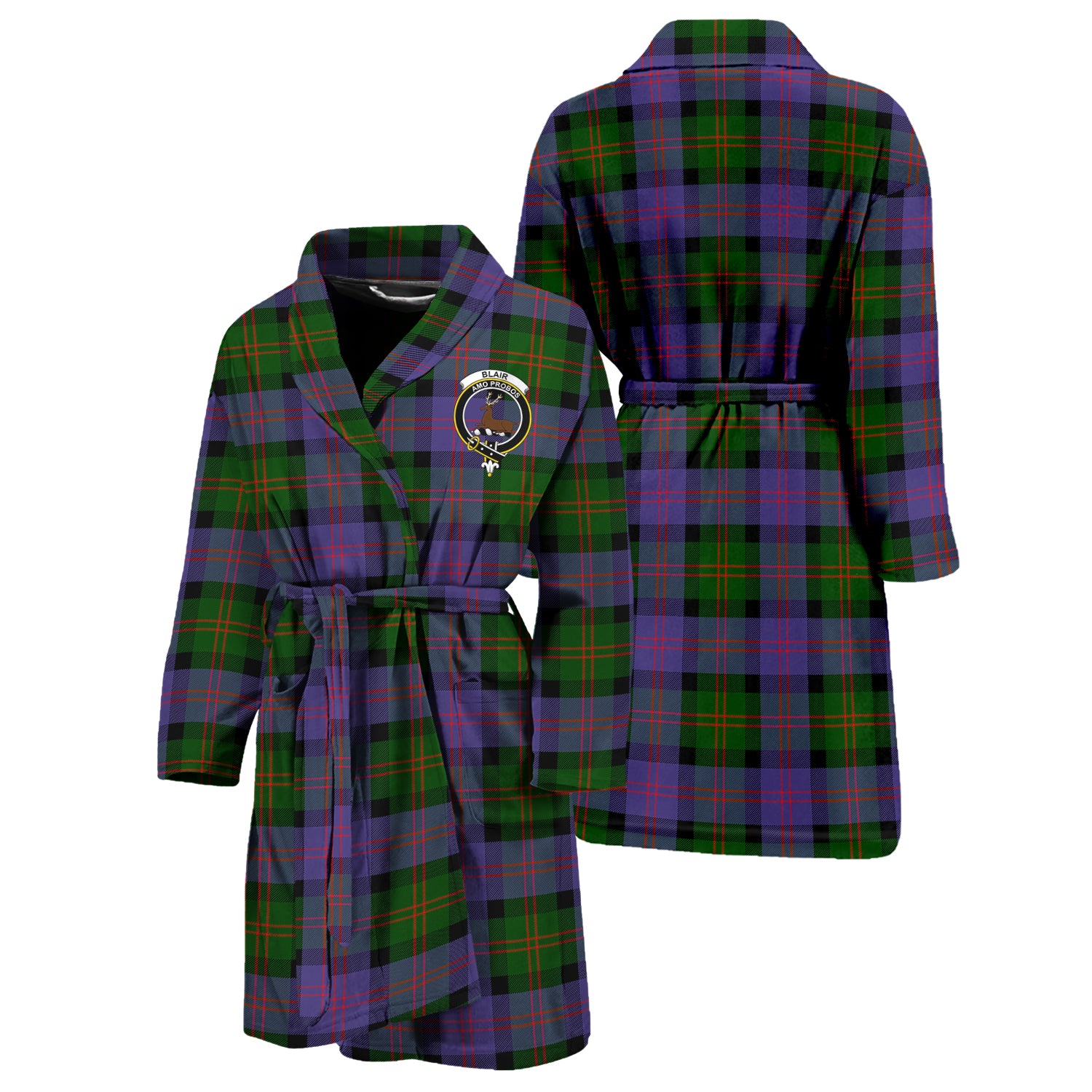 Blair Modern Tartan Bathrobe with Family Crest Unisex S - Tartan Vibes Clothing