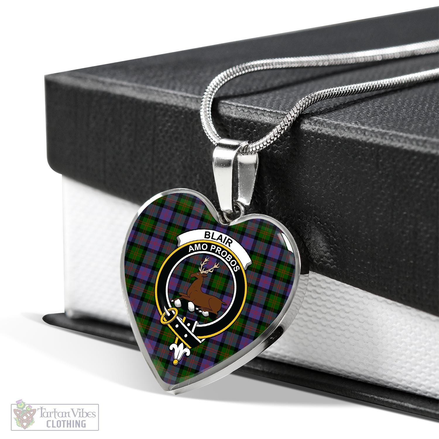 Tartan Vibes Clothing Blair Modern Tartan Heart Necklace with Family Crest