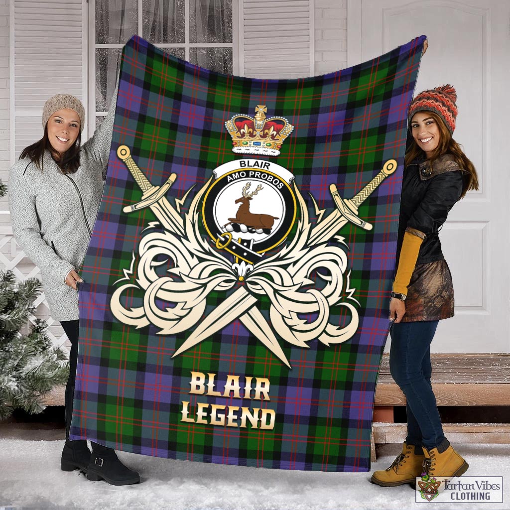 Tartan Vibes Clothing Blair Modern Tartan Blanket with Clan Crest and the Golden Sword of Courageous Legacy