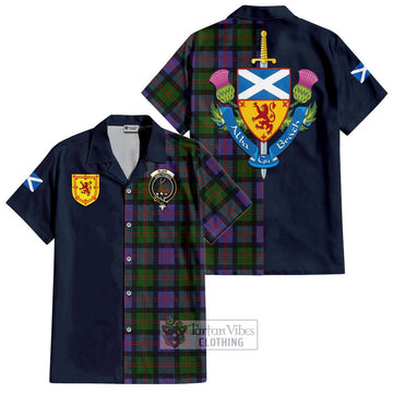 Blair Modern Tartan Short Sleeve Button Shirt Alba with Scottish Lion Royal Arm Half Style