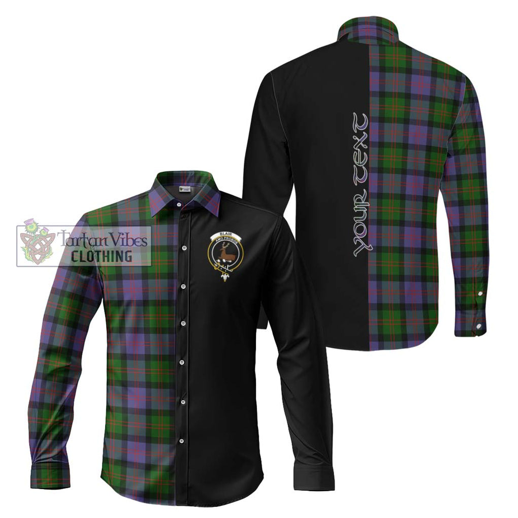 Blair Modern Tartan Long Sleeve Button Shirt with Family Crest and Half Of Me Style Men's Shirt S - Tartanvibesclothing Shop